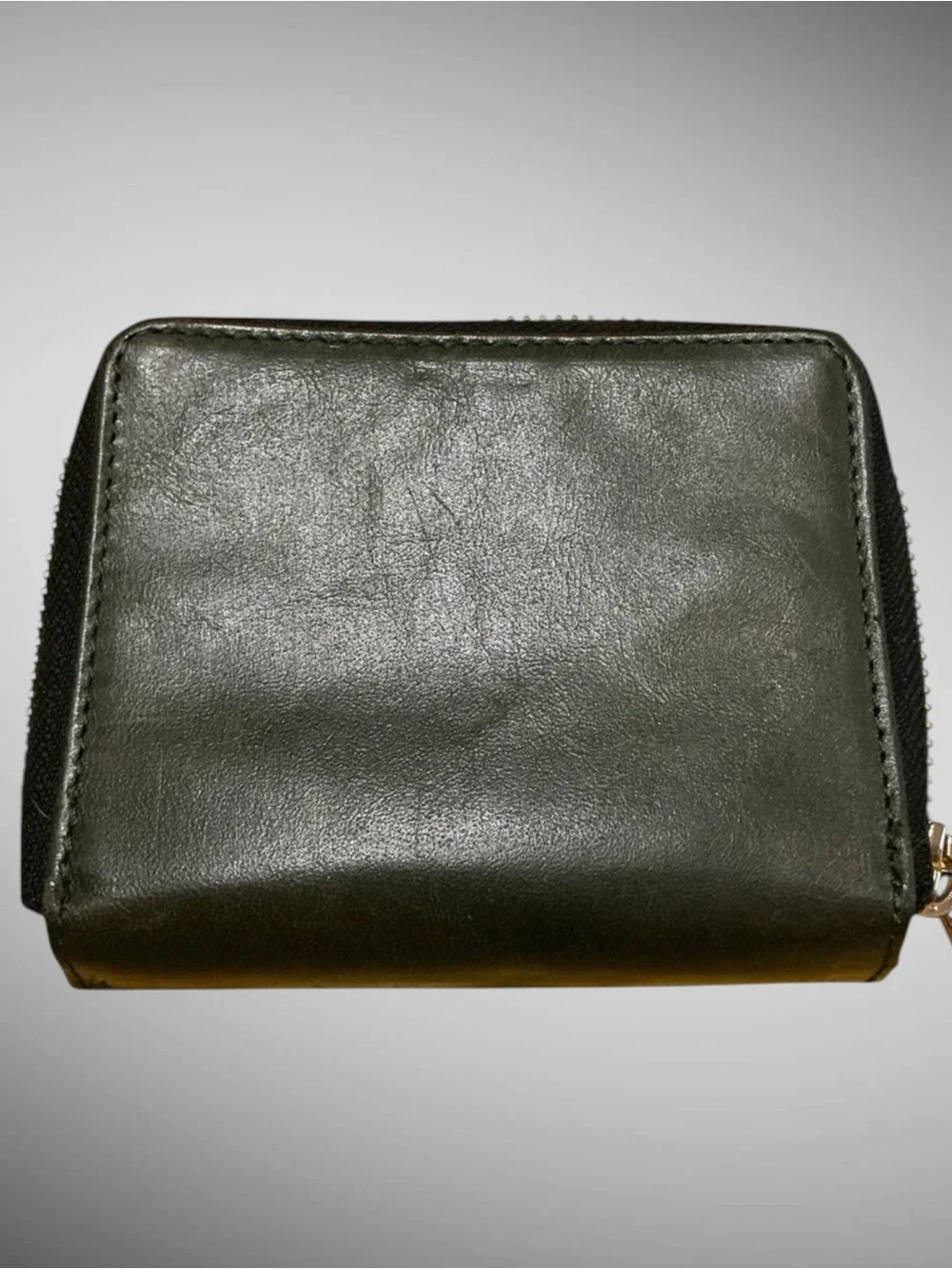 Lodis Leather Bifold Wallet Olive Green Zip Compact Small